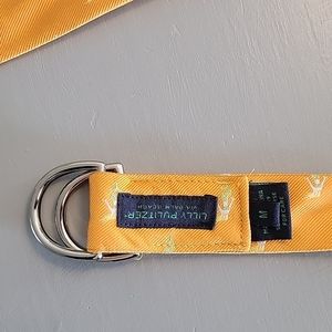 Lilly Pulitzer ribbon belt size medium with D-ring buckle orange with mermaids